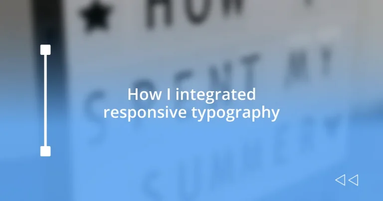 How I integrated responsive typography