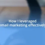 How I leveraged email marketing effectively