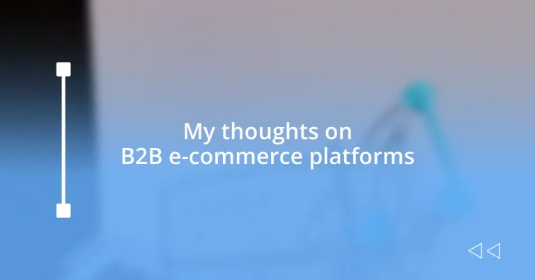 My thoughts on B2B e-commerce platforms