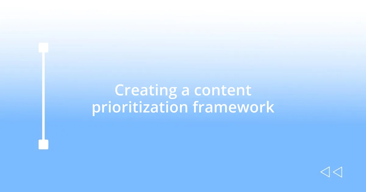 Creating a content prioritization framework